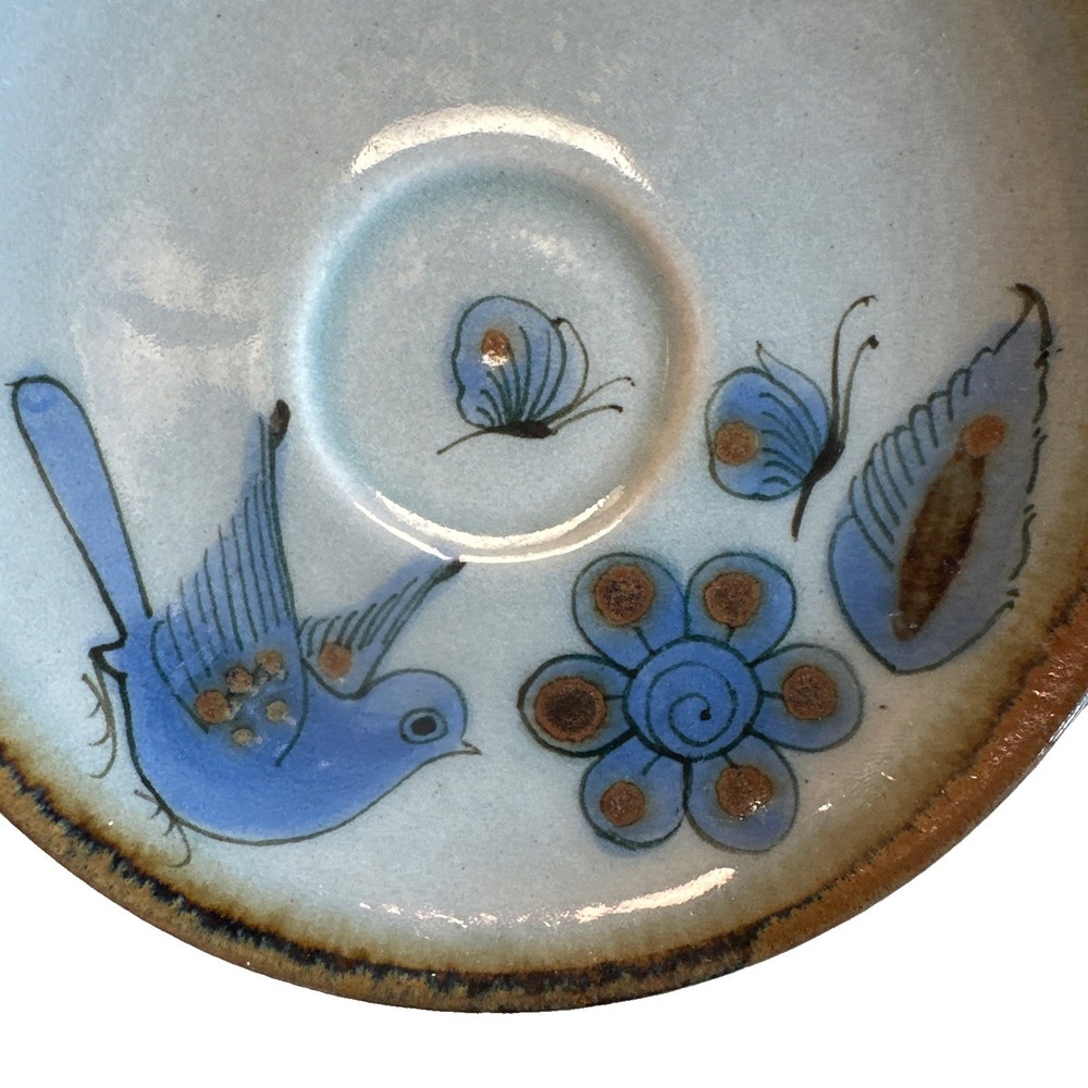 VTG Ken Edwards Tonala El Palomar Saucer Plates Set Of 4 Blue Bird Mexican Folk - Picture 2 of 6